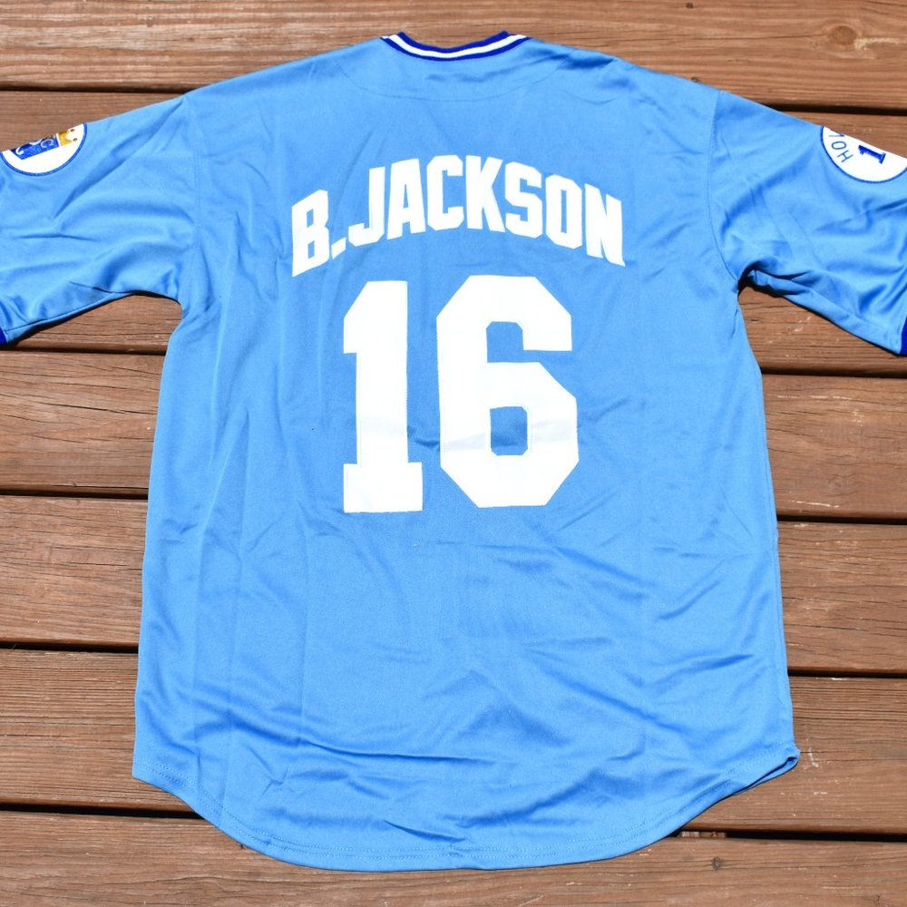 New!! Bo Jackson Kansas City Royals Blue Baseball Jersey Adult Men's Sizes